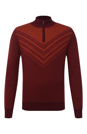Мужской свитер из шерсти и шелка ZILLI SPORT бордового цвета по цене 119500 руб., арт. MBU-CZ603-FASH9/ML01 | Фото 1 Мужской свитер из шерсти и шелка ZILLI SPORT бордового цвета, арт. MBU-CZ603-FASH9/ML01 | Фото 1 (Длина (для топов): Стандартные; Рукава: Длинные; Материал внешний: Шелк, Шерсть; Стили: Кэжуэл; Принт: С принтом; Мужское Кросс-КТ: Свитер-одежда; Региональные ограничения белый список (Axapta Mercury): RU)