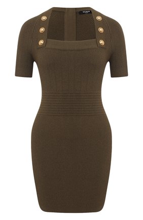 Женское платье из вискозы BALMAIN хаки цвета по цене 142000 руб., арт. VF16152/K211 | Фото 1 Женское платье из вискозы BALMAIN хаки цвета, арт. VF16152/K211 | Фото 1