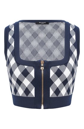 Женская топ из вискозы BALMAIN темно-синего цвета по цене 79950 руб., арт. VF10021/K213 | Фото 1 Женская топ из вискозы BALMAIN темно-синего цвета, арт. VF10021/K213 | Фото 1