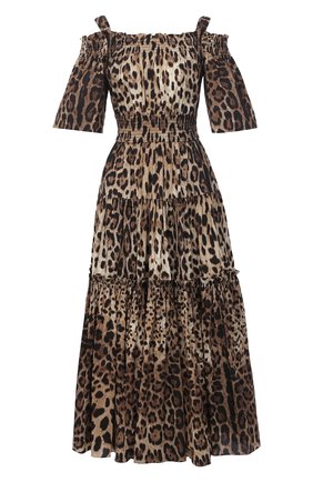 Женское хлопковое платье DOLCE & GABBANA коричневого цвета по цене 184000 руб., арт. F68E1T/HS5E3 | Фото 1 Женское хлопковое платье DOLCE & GABBANA коричневого цвета, арт. F68E1T/HS5E3 | Фото 1