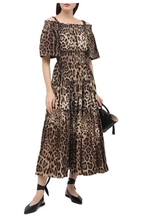 Женское хлопковое платье DOLCE & GABBANA коричневого цвета по цене 184000 руб., арт. F68E1T/HS5E3 | Фото 2 Женское хлопковое платье DOLCE & GABBANA коричневого цвета, арт. F68E1T/HS5E3 | Фото 2