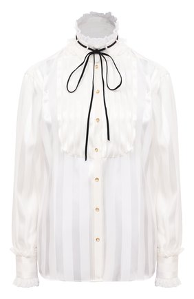 Женская шелковая блузка DOLCE & GABBANA белого цвета по цене 136000 руб., арт. F5L86T/FJ1HS | Фото 1 Женская шелковая блузка DOLCE & GABBANA белого цвета, арт. F5L86T/FJ1HS | Фото 1