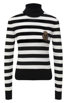 Женская водолазка из кашемира и шелка DOLCE & GABBANA черно-белого цвета по цене 94100 руб., арт. FX195Z/JAMU2 | Фото 1 Женская водолазка из кашемира и шелка DOLCE & GABBANA черно-белого цвета, арт. FX195Z/JAMU2 | Фото 1