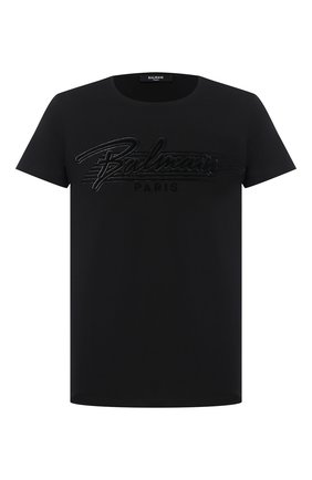Мужская хлопковая футболка BALMAIN черного цвета по цене 36650 руб., арт. VH1EF000/B035 | Фото 1 Мужская хлопковая футболка BALMAIN черного цвета, арт. VH1EF000/B035 | Фото 1