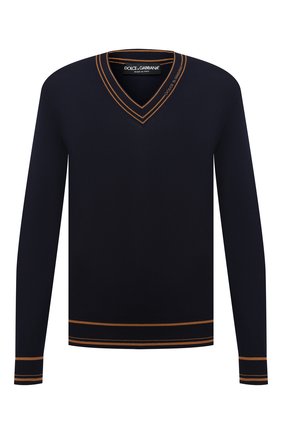 Мужской шерстяной пуловер DOLCE & GABBANA темно-синего цвета по цене 55150 руб., арт. GXB33T/JAVWZ | Фото 1 Мужской шерстяной пуловер DOLCE & GABBANA темно-синего цвета, арт. GXB33T/JAVWZ | Фото 1