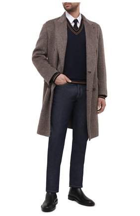 Мужской шерстяной пуловер DOLCE & GABBANA темно-синего цвета по цене 55150 руб., арт. GXB33T/JAVWZ | Фото 2 Мужской шерстяной пуловер DOLCE & GABBANA темно-синего цвета, арт. GXB33T/JAVWZ | Фото 2