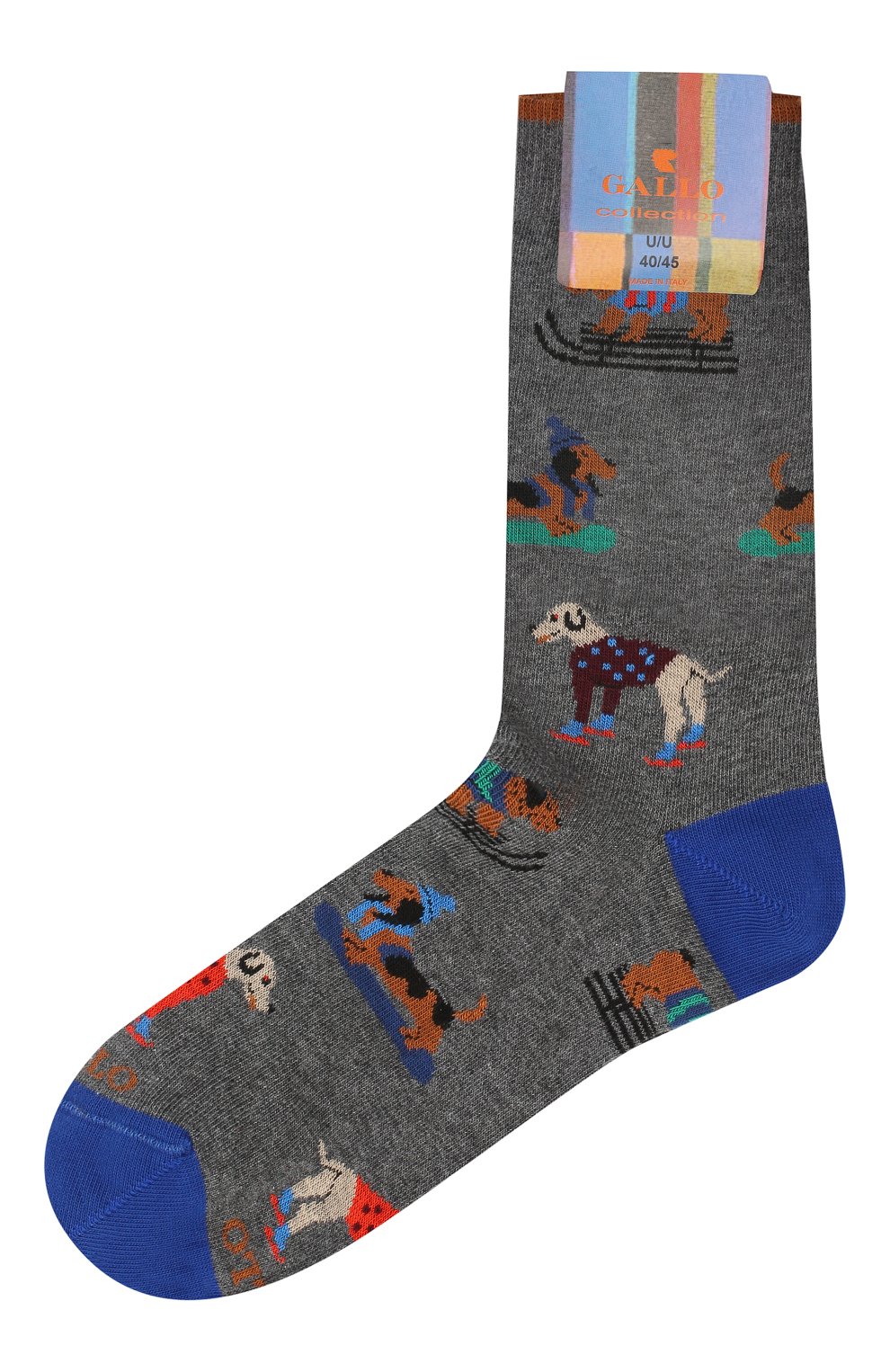Мужские хлопковые носки GALLO серого цвета, арт. AP510609 | Фото 1 (Кросс-КТ: бельё; Материал внешний: Хлопок)