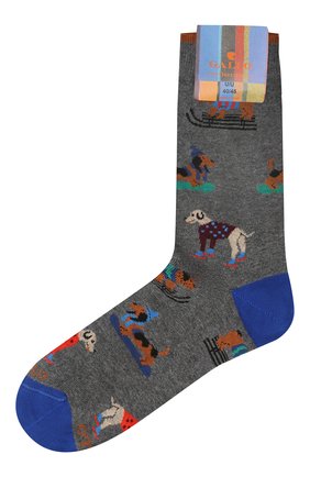 Мужские хлопковые носки GALLO серого цвета, арт. AP510609 | Фото 1 (Материал внешний: Хлопок; Кросс-КТ: бельё)