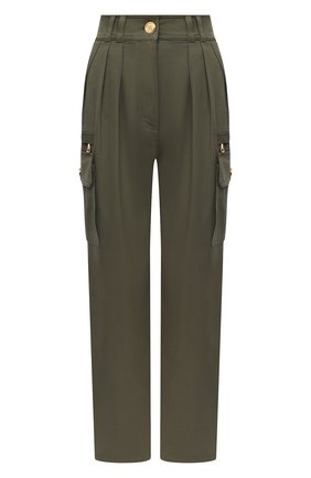 Женские хлопковые брюки BALMAIN хаки цвета по цене 99500 руб., арт. VF15743/D086 | Фото 1 Женские хлопковые брюки BALMAIN хаки цвета, арт. VF15743/D086 | Фото 1