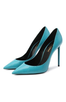 Женские кожаные туфли zoe SAINT LAURENT бирюзового цвета по цене 82550 руб., арт. 601734/EX700 | Фото 1 Женские кожаные туфли zoe SAINT LAURENT бирюзового цвета, арт. 601734/EX700 | Фото 1