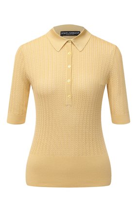 Женское шелковое поло DOLCE & GABBANA желтого цвета по цене 83700 руб., арт. FX864T/JASNR | Фото 1 Женское шелковое поло DOLCE & GABBANA желтого цвета, арт. FX864T/JASNR | Фото 1