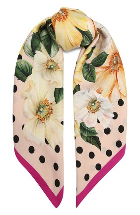 Женский шелковый платок DOLCE & GABBANA желтого цвета по цене 29800 руб., арт. FN090R/GDV60 | Фото 1 Женский шелковый платок DOLCE & GABBANA желтого цвета, арт. FN090R/GDV60 | Фото 1