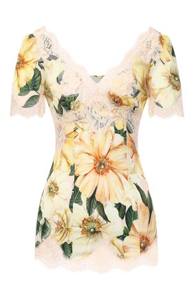 Женский топ из шелка и хлопка DOLCE & GABBANA желтого цвета по цене 99500 руб., арт. F7U44T/FSA0E | Фото 1 Женский топ из шелка и хлопка DOLCE & GABBANA желтого цвета, арт. F7U44T/FSA0E | Фото 1