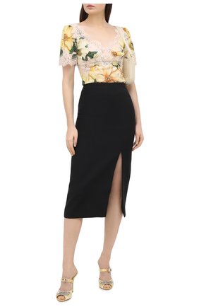 Женский топ из шелка и хлопка DOLCE & GABBANA желтого цвета по цене 99500 руб., арт. F7U44T/FSA0E | Фото 2 Женский топ из шелка и хлопка DOLCE & GABBANA желтого цвета, арт. F7U44T/FSA0E | Фото 2