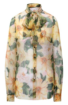 Женская шелковая блузка DOLCE & GABBANA желтого цвета по цене 85200 руб., арт. F5L66T/IS1E5 | Фото 1 Женская шелковая блузка DOLCE & GABBANA желтого цвета, арт. F5L66T/IS1E5 | Фото 1
