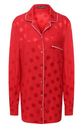 Женская шелковая блузка DOLCE & GABBANA красного цвета, арт. F5G56T/FJ1HR | Фото 1 (Материал внешний: Шелк; Рукава: Длинные; Длина (для топов): Удлиненные; Региональные ограничения белый список (Axapta Mercury): RU; Женское Кросс-КТ: Домашние топы, Блуза-белье, Блуза-одежда)