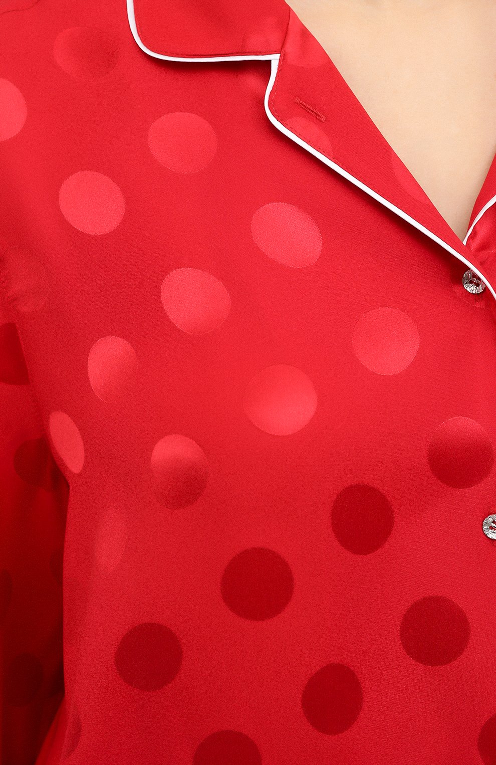 Женская шелковая блузка DOLCE & GABBANA красного цвета, арт. F5G56T/FJ1HR | Фото 5 (Материал внешний: Шелк; Рукава: Длинные; Длина (для топов): Удлиненные; Региональные ограничения белый список (Axapta Mercury): RU; Женское Кросс-КТ: Домашние топы, Блуза-белье, Блуза-одежда)