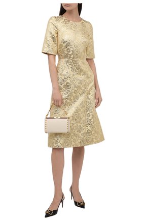 Женское платье DOLCE & GABBANA золотого цвета по цене 184000 руб., арт. F6I5TT/HJMLB | Фото 2 Женское платье DOLCE & GABBANA золотого цвета, арт. F6I5TT/HJMLB | Фото 2