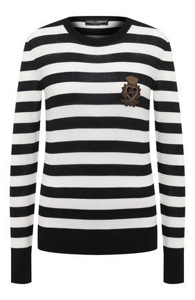 Женская пуловер из кашемира и шелка DOLCE & GABBANA черно-белого цвета по цене 88350 руб., арт. FX196Z/JAMU2 | Фото 1 Женская пуловер из кашемира и шелка DOLCE & GABBANA черно-белого цвета, арт. FX196Z/JAMU2 | Фото 1