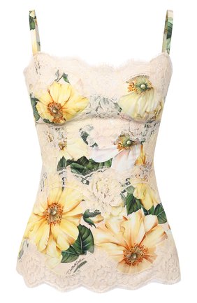 Женский топ из шелка и хлопка DOLCE & GABBANA желтого цвета по цене 105000 руб., арт. F74E1T/FSA0E | Фото 1 Женский топ из шелка и хлопка DOLCE & GABBANA желтого цвета, арт. F74E1T/FSA0E | Фото 1
