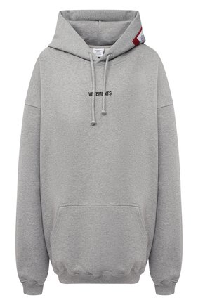 Женская хлопковое худи VETEMENTS серого цвета по цене 63350 руб., арт. UE51TR550G 1601/W | Фото 1 Женская хлопковое худи VETEMENTS серого цвета, арт. UE51TR550G 1601/W | Фото 1