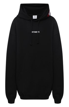 Женский хлопковое худи VETEMENTS черного цвета по цене 66100 руб., арт. UE51TR550B 1601/W | Фото 1 Женский хлопковое худи VETEMENTS черного цвета, арт. UE51TR550B 1601/W | Фото 1