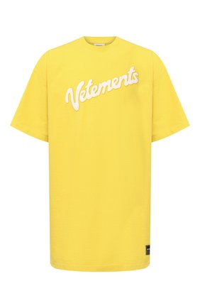 Мужская хлопковая футболка VETEMENTS желтого цвета по цене 44700 руб., арт. UE51TR760Y 1614/M | Фото 1 Мужская хлопковая футболка VETEMENTS желтого цвета, арт. UE51TR760Y 1614/M | Фото 1