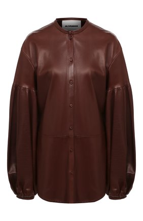 Женская кожаная рубашка JIL SANDER темно-коричневого цвета по цене 399500 руб., арт. JSWR656075-WRL01011 | Фото 1 Женская кожаная рубашка JIL SANDER темно-коричневого цвета, арт. JSWR656075-WRL01011 | Фото 1