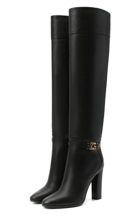 Женские кожаные сапоги DOLCE & GABBANA черного цвета по цене 133500 руб., арт. CU0671/AW695 | Фото 1 Женские кожаные сапоги DOLCE & GABBANA черного цвета, арт. CU0671/AW695 | Фото 1 (Материал внутренний: Натуральная кожа; Каблук высота: Высокий; Каблук тип: Устойчивый; Подошва: Плоская; Высота голенища: Высокие)