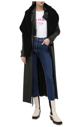 Женская хлопковая футболка BALMAIN белого цвета по цене 29950 руб., арт. VF11350/B001 | Фото 2 Женская хлопковая футболка BALMAIN белого цвета, арт. VF11350/B001 | Фото 2