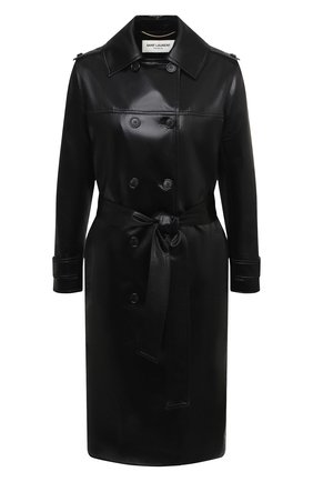 Женский двубортный плащ SAINT LAURENT черного цвета по цене 222000 руб., арт. 634651/Y7B15 | Фото 1 Женский двубортный плащ SAINT LAURENT черного цвета, арт. 634651/Y7B15 | Фото 1