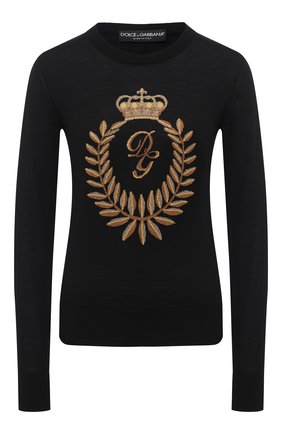 Женский пуловер из шерсти и вискозы DOLCE & GABBANA черного цвета по цене 89950 руб., арт. FX824T/JAM0J | Фото 1 Женский пуловер из шерсти и вискозы DOLCE & GABBANA черного цвета, арт. FX824T/JAM0J | Фото 1