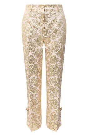 Женские брюки DOLCE & GABBANA золотого цвета по цене 105000 руб., арт. FTBT6Z/HJMLB | Фото 1 Женские брюки DOLCE & GABBANA золотого цвета, арт. FTBT6Z/HJMLB | Фото 1 (Длина (брюки, джинсы): Укороченные; Силуэт Ж (брюки и джинсы): Прямые; Женское Кросс-КТ: Брюки-одежда; Материал внешний: Синтетический материал; Стили: Романтичный)