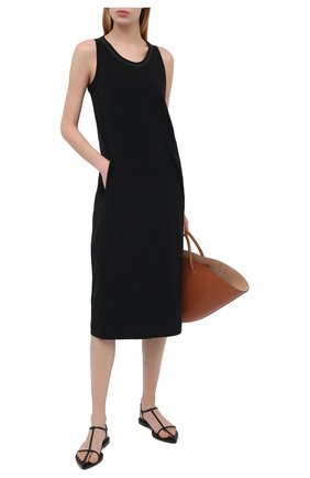 Женское хлопковое платье BRUNELLO CUCINELLI черного цвета по цене 79950 руб., арт. MH968ABV81 | Фото 2 Женское хлопковое платье BRUNELLO CUCINELLI черного цвета, арт. MH968ABV81 | Фото 2