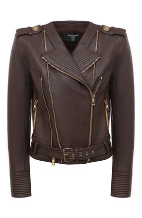 Женская кожаная куртка BALMAIN темно-коричневого цвета по цене 199500 руб., арт. UF08253/L069 | Фото 1 Женская кожаная куртка BALMAIN темно-коричневого цвета, арт. UF08253/L069 | Фото 1