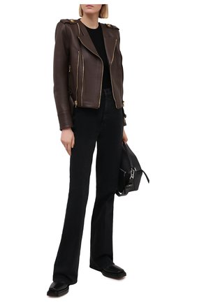 Женская кожаная куртка BALMAIN темно-коричневого цвета по цене 199500 руб., арт. UF08253/L069 | Фото 2 Женская кожаная куртка BALMAIN темно-коричневого цвета, арт. UF08253/L069 | Фото 2