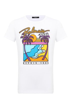 Мужская хлопковая футболка BALMAIN белого цвета по цене 26050 руб., арт. VH1EF000/G025 | Фото 1 Мужская хлопковая футболка BALMAIN белого цвета, арт. VH1EF000/G025 | Фото 1