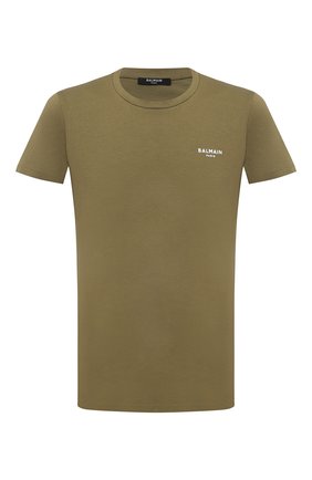 Мужская хлопковая футболка BALMAIN хаки цвета по цене 21800 руб., арт. VH1EF000/B069 | Фото 1 Мужская хлопковая футболка BALMAIN хаки цвета, арт. VH1EF000/B069 | Фото 1