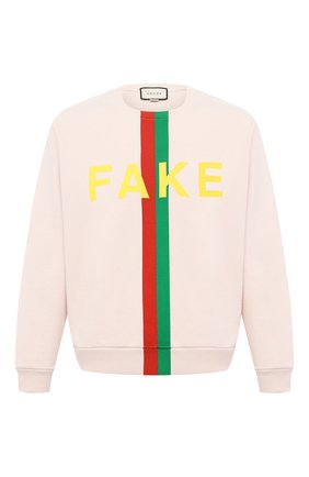 Мужской хлопковый свитшот «fake/not» GUCCI кремвого цвета по цене 66000 руб., арт. 635847/XJCXY | Фото 1 Мужской хлопковый свитшот «fake/not» GUCCI кремвого цвета, арт. 635847/XJCXY | Фото 1