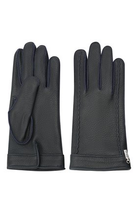 Мужские кожаные перчатки ZILLI темно-синего цвета, арт. MIU-GA149-CERWS/0001 | Фото 2 (Мужское Кросс-КТ: Кожа и замша; Региональные ограничения белый список (Axapta Mercury): RU; Материал: Натуральная кожа)