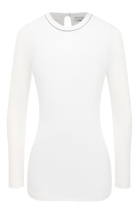 Женская хлопковый лонгслив BRUNELLO CUCINELLI белого цвета по цене 39950 руб., арт. M0TC8BJ300 | Фото 1 Женская хлопковый лонгслив BRUNELLO CUCINELLI белого цвета, арт. M0TC8BJ300 | Фото 1