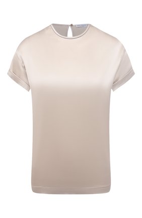 Женская шелковый топ BRUNELLO CUCINELLI бежевого цвета по цене 73650 руб., арт. M0C59DE310 | Фото 1 Женская шелковый топ BRUNELLO CUCINELLI бежевого цвета, арт. M0C59DE310 | Фото 1