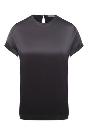 Женский шелковый топ BRUNELLO CUCINELLI темно-серого цвета по цене 72500 руб., арт. M0C59DE310 | Фото 1 Женский шелковый топ BRUNELLO CUCINELLI темно-серого цвета, арт. M0C59DE310 | Фото 1