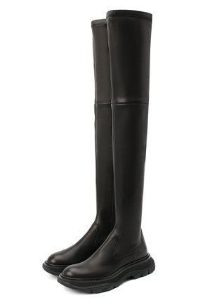 Женские кожаные ботфорты ALEXANDER MCQUEEN черного цвета по цене 116500 руб., арт. 641850/WHSS2 | Фото 1 Женские кожаные ботфорты ALEXANDER MCQUEEN черного цвета, арт. 641850/WHSS2 | Фото 1
