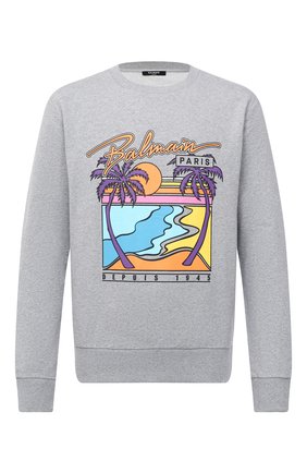 Мужской хлопковый свитшот BALMAIN серого цвета по цене 53250 руб., арт. VH1JQ010/G022 | Фото 1 Мужской хлопковый свитшот BALMAIN серого цвета, арт. VH1JQ010/G022 | Фото 1