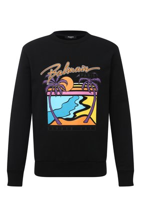 Мужской хлопковый свитшот BALMAIN черного цвета по цене 48250 руб., арт. VH1JQ010/G022 | Фото 1 Мужской хлопковый свитшот BALMAIN черного цвета, арт. VH1JQ010/G022 | Фото 1 (Принт: С принтом; Длина (для топов): Стандартные; Рукава: Длинные; Мужское Кросс-КТ: свитшот-одежда; Стили: Гранж; Материал внешний: Хлопок)