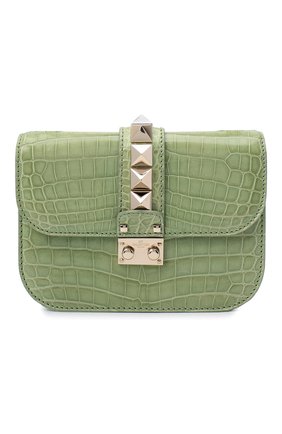Женская сумка glam lock small из кожи крокодила VALENTINO светло-зеленого цвета по цене 592000 руб., арт. KW2B0312/C0D | Фото 1 Женская сумка glam lock small из кожи крокодила VALENTINO светло-зеленого цвета, арт. KW2B0312/C0D | Фото 1