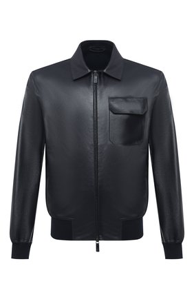 Мужской кожаный бомбер GIORGIO ARMANI темно-синего цвета по цене 415500 руб., арт. ASR13P/ASP11 | Фото 1 Мужской кожаный бомбер GIORGIO ARMANI темно-синего цвета, арт. ASR13P/ASP11 | Фото 1