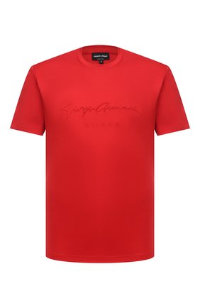 Мужская хлопковая футболка GIORGIO ARMANI красного цвета по цене 38250 руб., арт. 6GSM90/SJRQZ | Фото 1 Мужская хлопковая футболка GIORGIO ARMANI красного цвета, арт. 6GSM90/SJRQZ | Фото 1 (Длина (для топов): Стандартные; Рукава: Короткие; Стили: Кэжуэл; Мужское Кросс-КТ: Футболка-одежда; Материал внешний: Хлопок; Принт: Без принта)