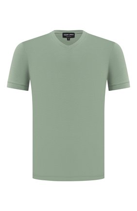 Мужская футболка из вискозы GIORGIO ARMANI зеленого цвета, арт. 8NST53/SJP4Z | Фото 1 (Стили: Кэжуэл; Длина (для топов): Стандартные; Рукава: Короткие; Принт: Без принта; Материал внешний: Вискоза; Мужское Кросс-КТ: Футболка-одежда; Региональные ограничения белый список (Axapta Mercury): RU)